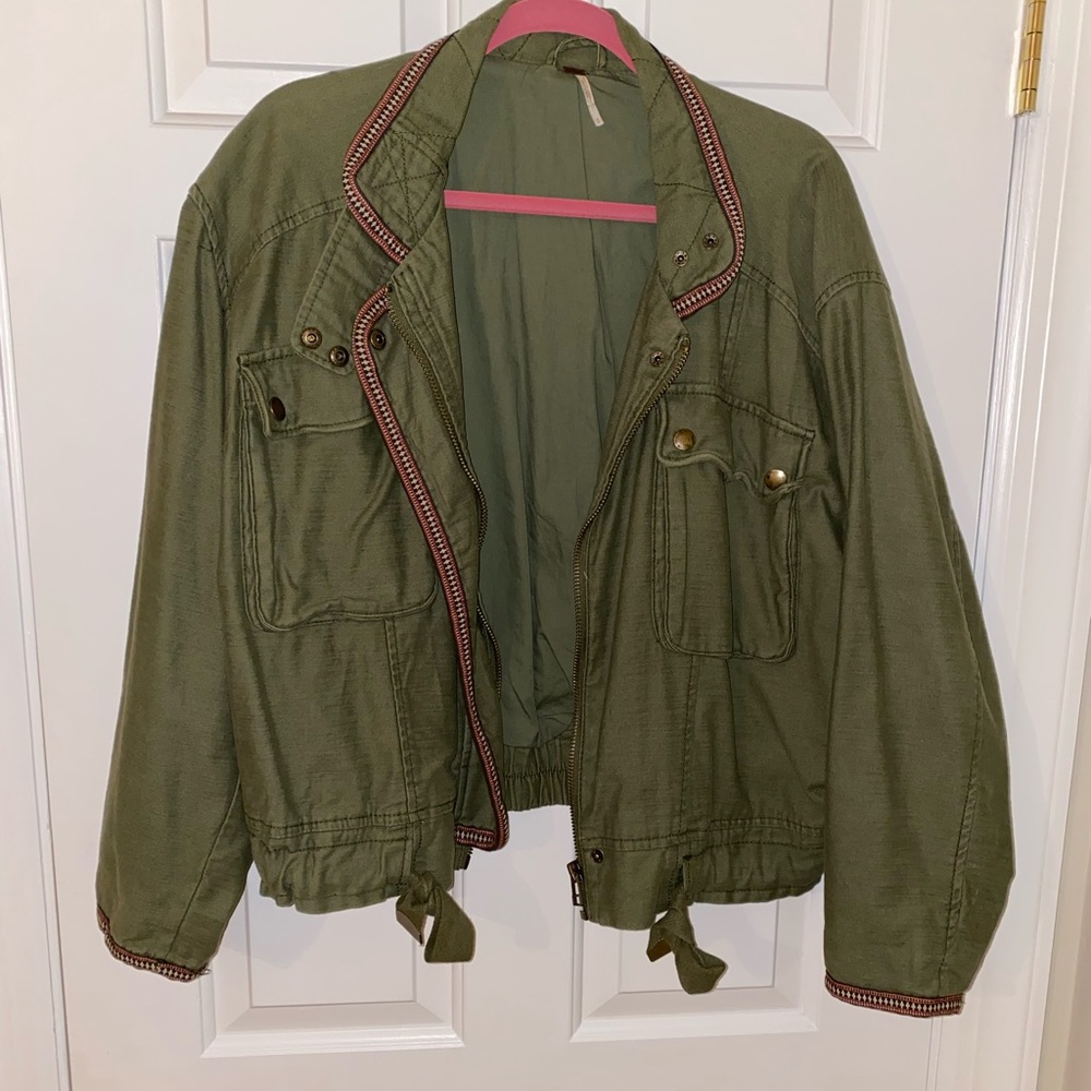Free people army green bomber jacket